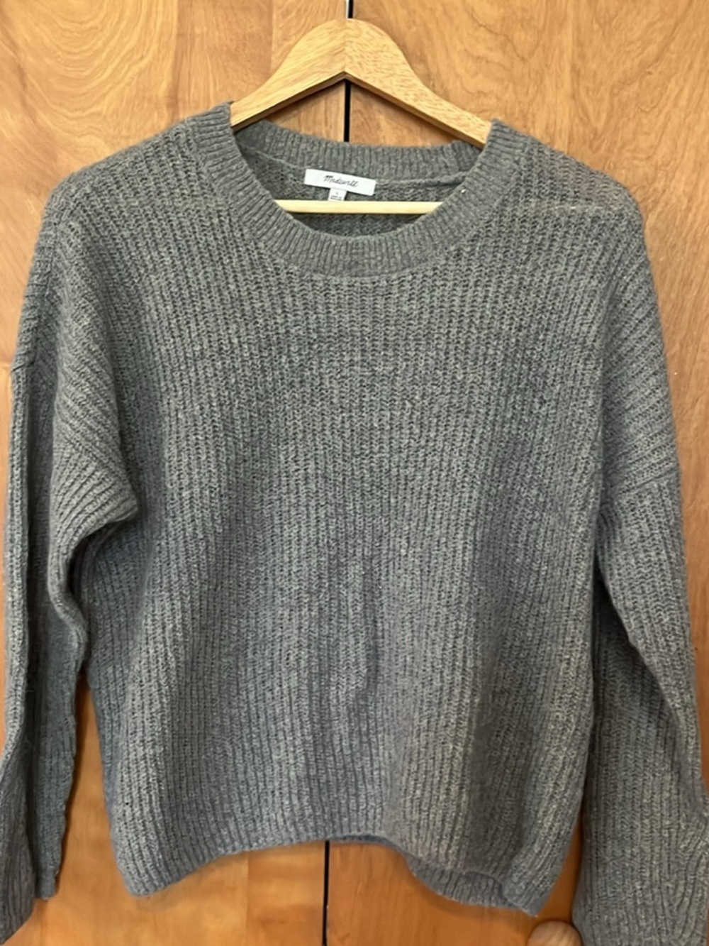 Madewell Gray Ribbed Crewneck Sweater